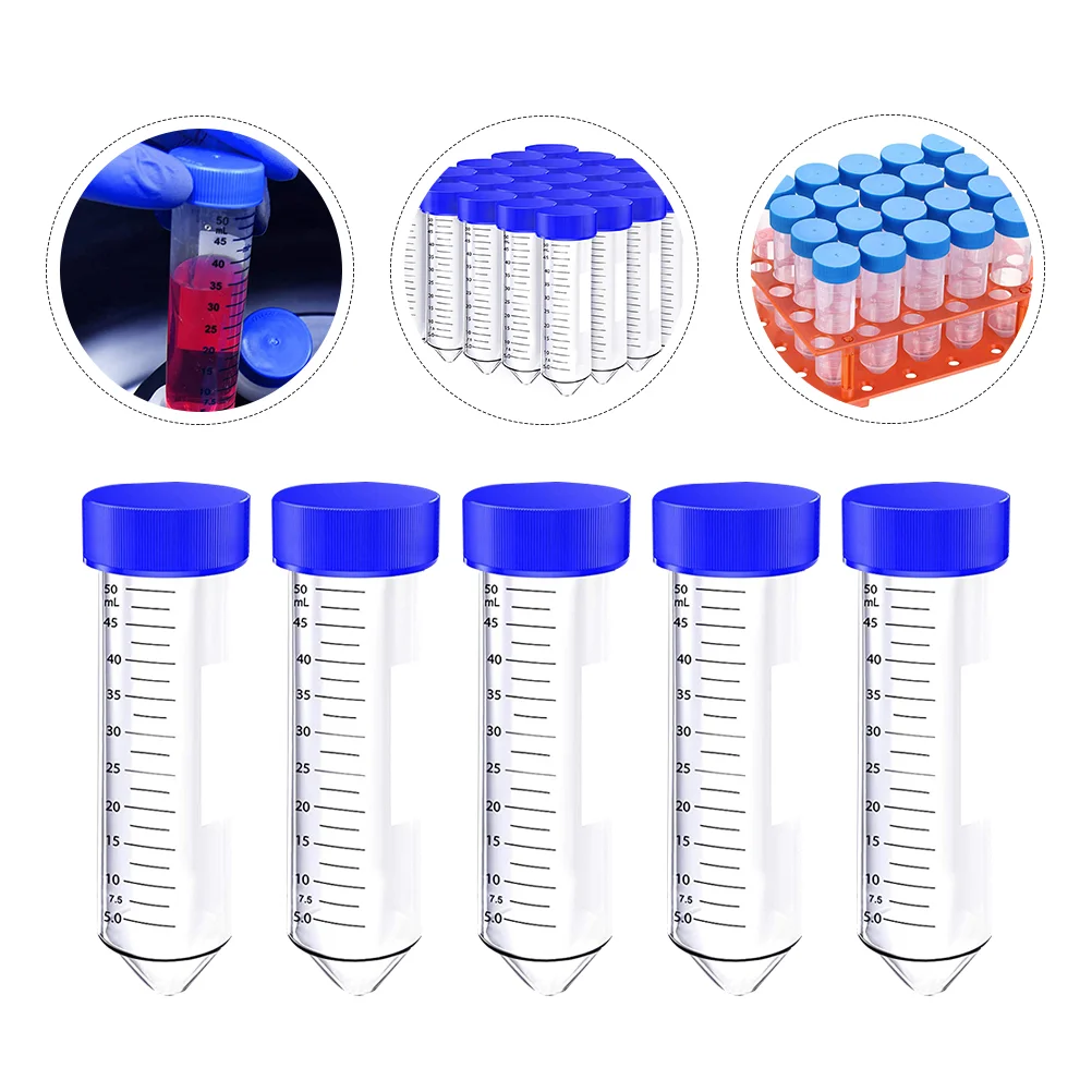 50 Pcs Plastic Centrifuge Tubes Ultra Transparent Clear Scale Design Vented Screw Caps Biochemistry Laboratory