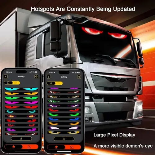 Imagen 2 del producto Pantalla LED de Control inteligente de 35,3 pulgadas, ojos para parabrisas de coche, Panel de píxeles de matriz LED, pantalla LED de ojos malvados para parabrisas de coche