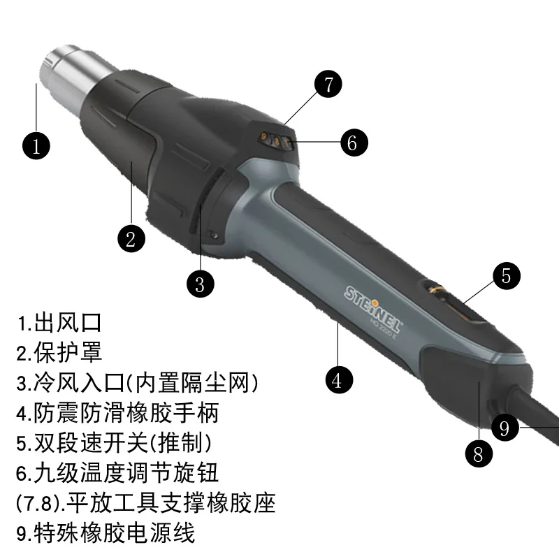 Multifunctional Adjustable Temperature Film Plastic Imported Hot Air Cylinder HG-2220E