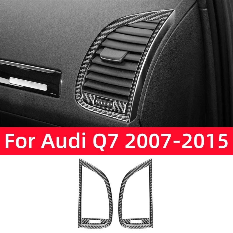 

For Audi Q7 2007-2015 Accessories Carbon Fiber Interior Car Dashboard Left and Right Air Vents Decora Sticker Cover Trim Frame