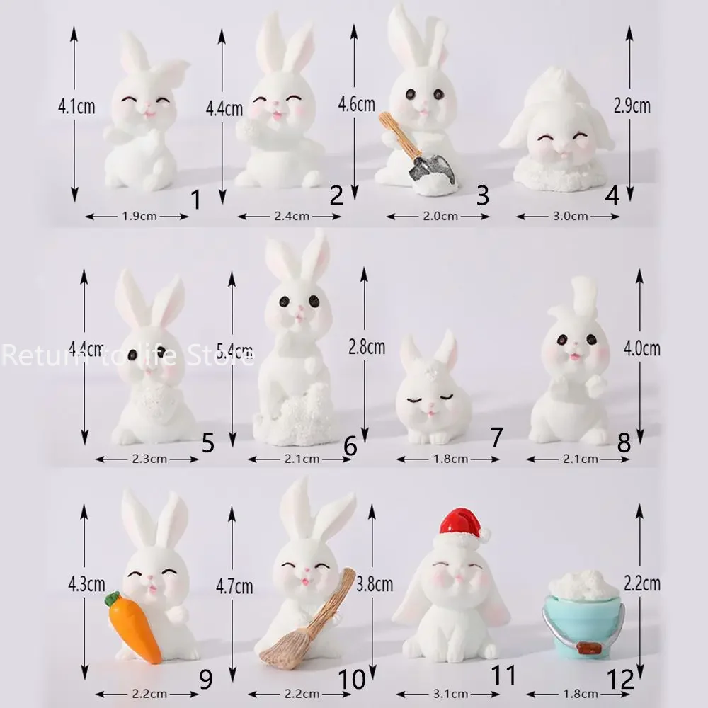 Figurines Christmas Rabbit Micro Landscape Snowman Bunny Ornament Desk Accessories For Home Decoration Kids Gifts Miniature