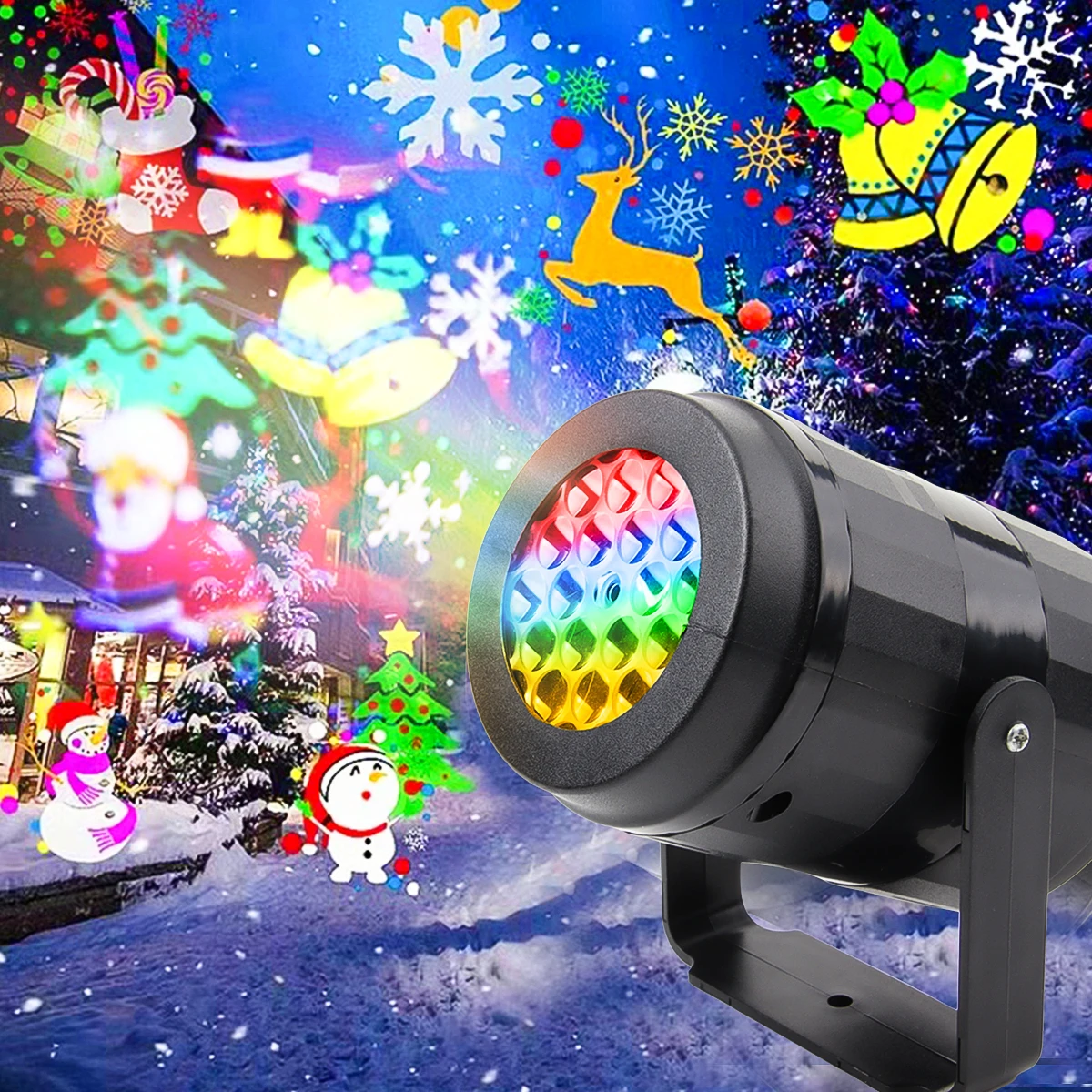 1pc Snowflake Christmas Laser Projector Light 16 patterns Waterproof Rotating Christmas LED Stage Lights Christmas Decoration