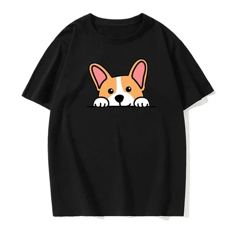 Cute Dog Corgi Print Summer Short-sleeved Casual Daily Versatile Women's Top Comfortable T-shirt Graphic T Shirts Personality