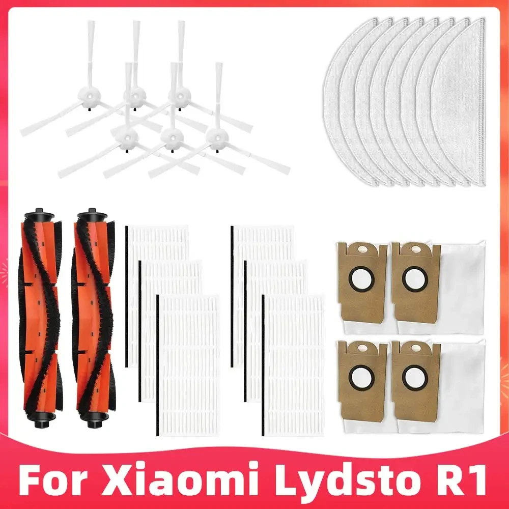 For XiaoMi Lydsto R1 / R1A / R1 Pro / S1 Robot Vacuums Replacement Spare Part Main Side Brush Hepa Filter Mop Pad Dust Bag