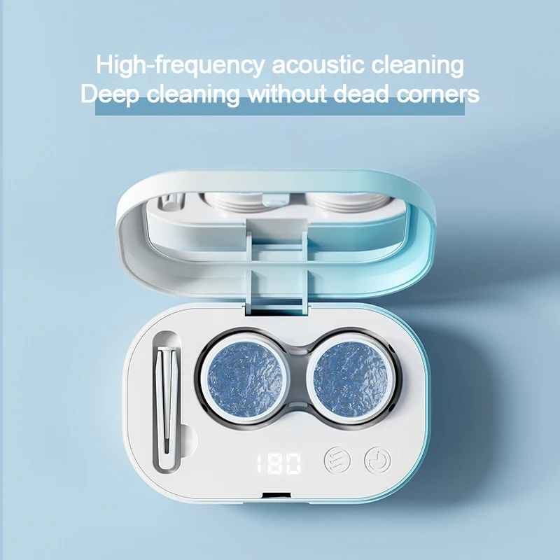 Contact Lens Ultrasonic Cleaning Machine Rechargeable Household Automatic Washer Glasses Lenses Cleaning Machine with LED Lights