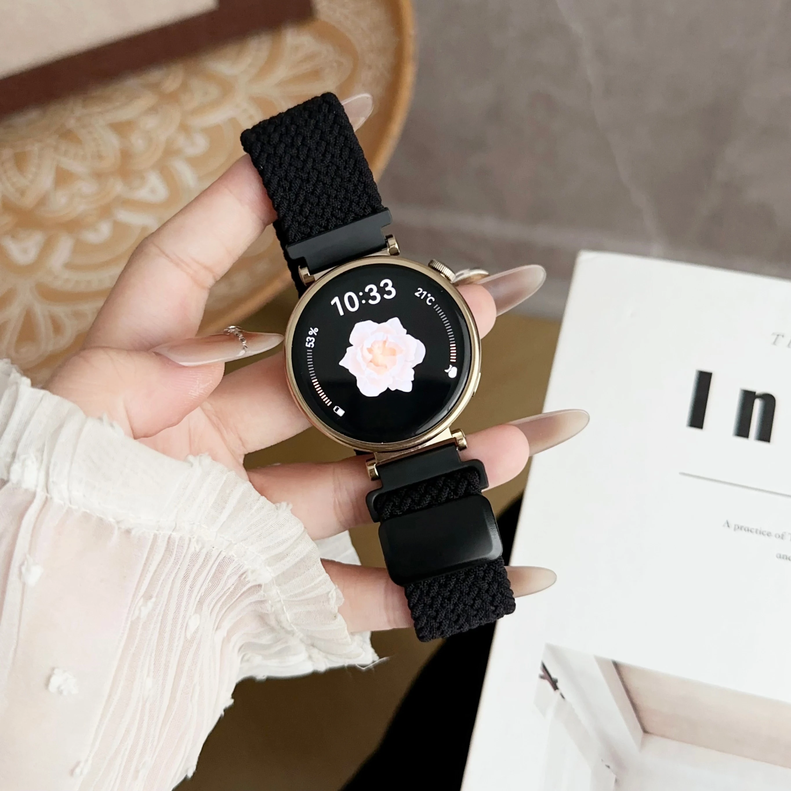 Tali Jam Nilon Gesper Magnetik, Cocok untuk Tali Tenun Multiwarna Samsung Galaxy 18Mm/20Mm/22Mm, Kompatibel dengan Jam Tangan Samsung Galaxy 4/5/6 40Mm, Tali Elastis yang Dapat Disesuaikan