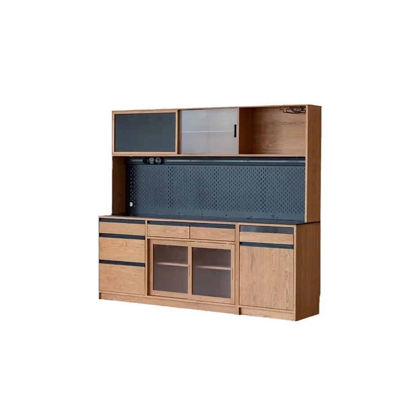 

Japanese-style slate household kitchen solid wood storage cabinet cherry wood Nordic tea cabinet
