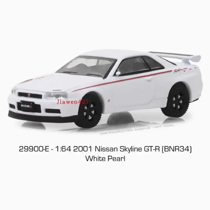 Greenlight 1:64 2001 Skyline GT-R R34 نموذج سيارة مصنوع من خليط معدني مجموعة ثابتة مزينة هدية تذكارية هواية وألعاب