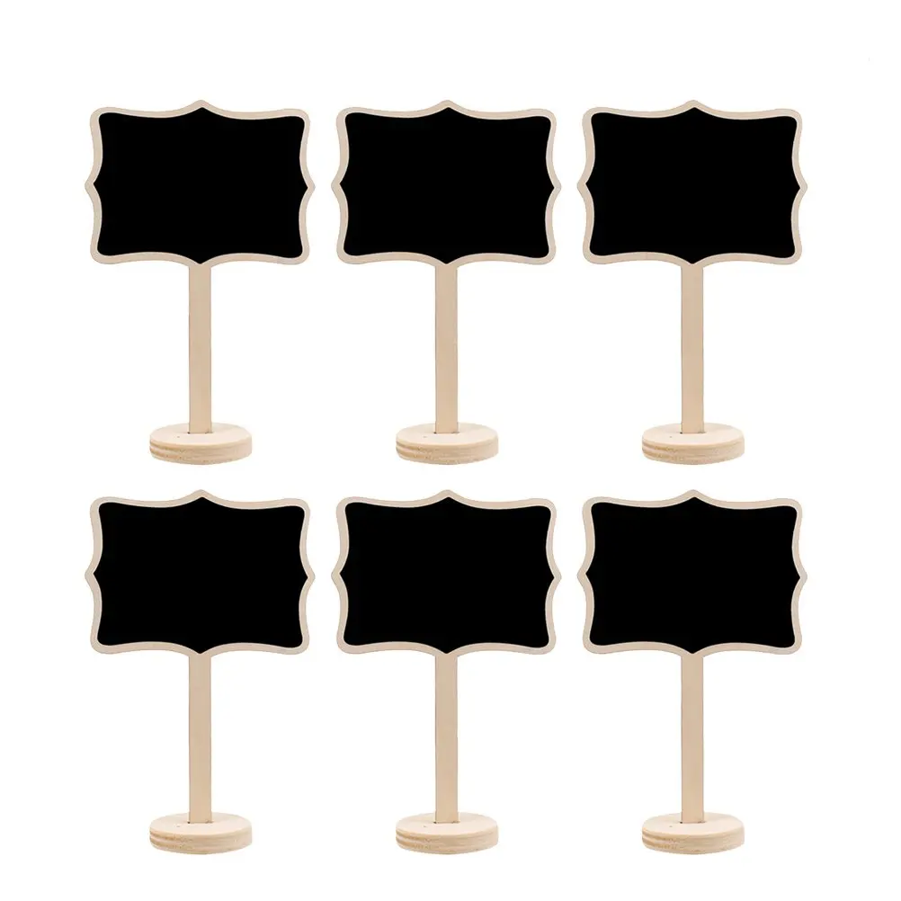 10Pcs Eco Friendly Wooden Small Blackboard Floral Design Stand Up Chalkboard for Wedding Place Cards Restaurant Memo Board