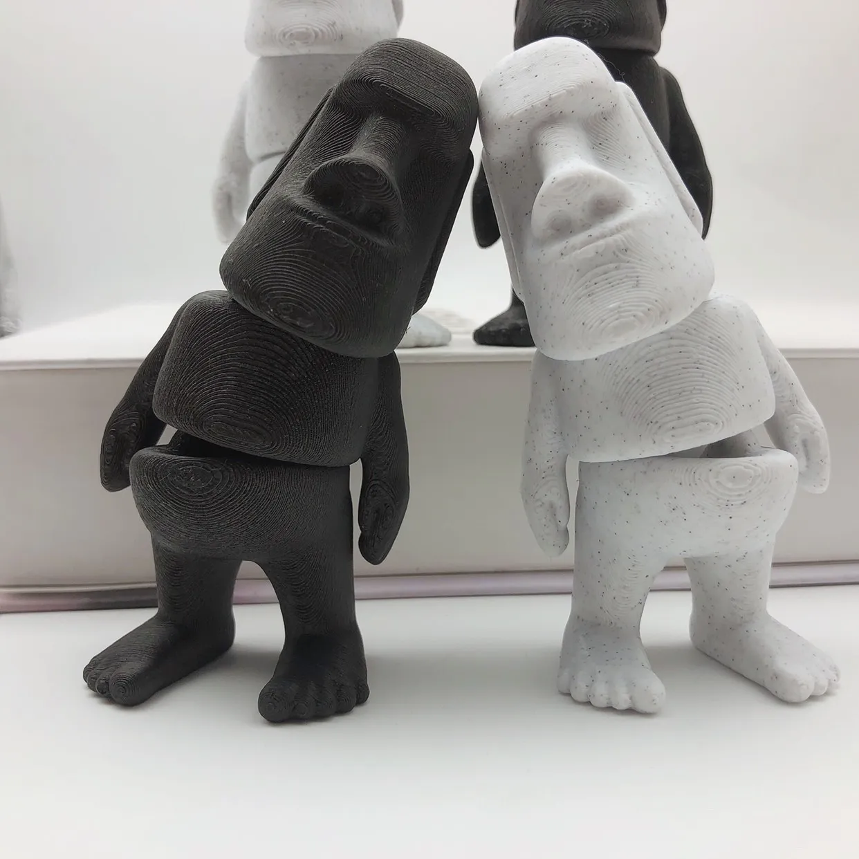 Estátua móvel criativa do moai da ilha da páscoa, decorações impressas em 3D do moai da ilha da páscoa, decorações temáticas exclusivas da ilha da páscoa
