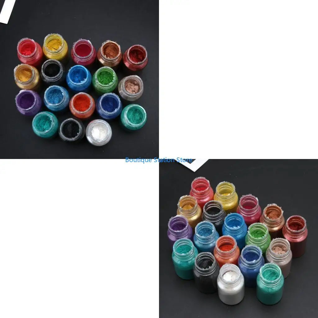 

Y55F 18 Colors Mica Resin Pigment Rainbow Pearl Powder Epoxy Mold Glitter Colorant