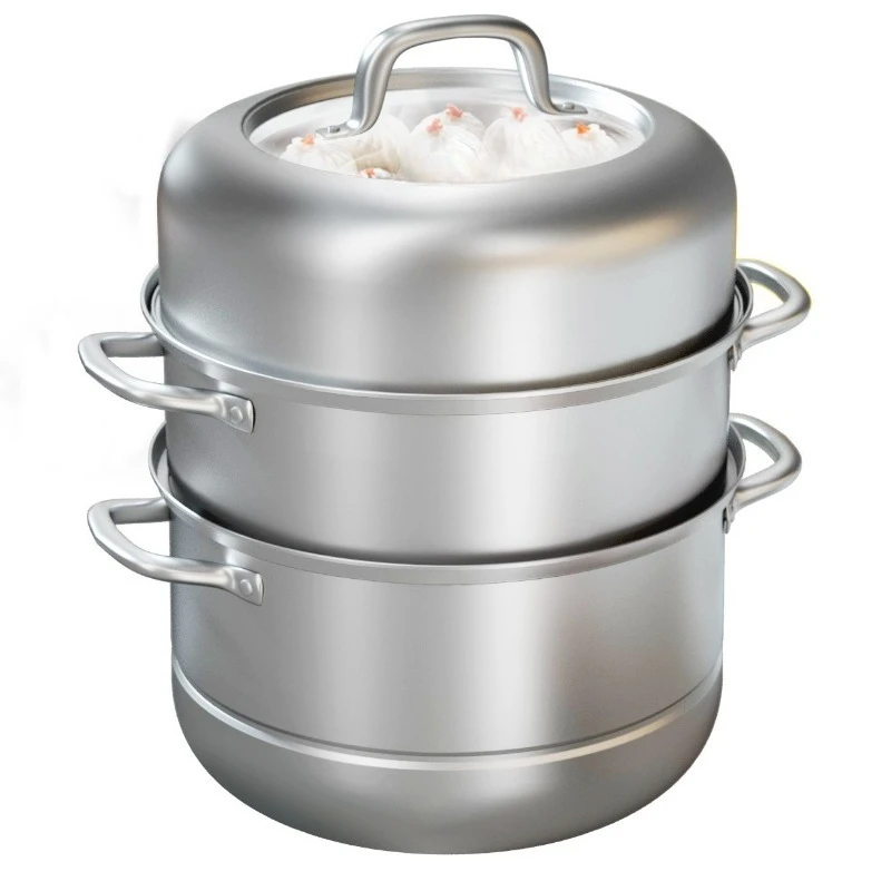 

Steamer 304 Food Grade Household Three-layer Stainless Steel Cooking Pot Large Capacity Steamer Fish Pot Steamer