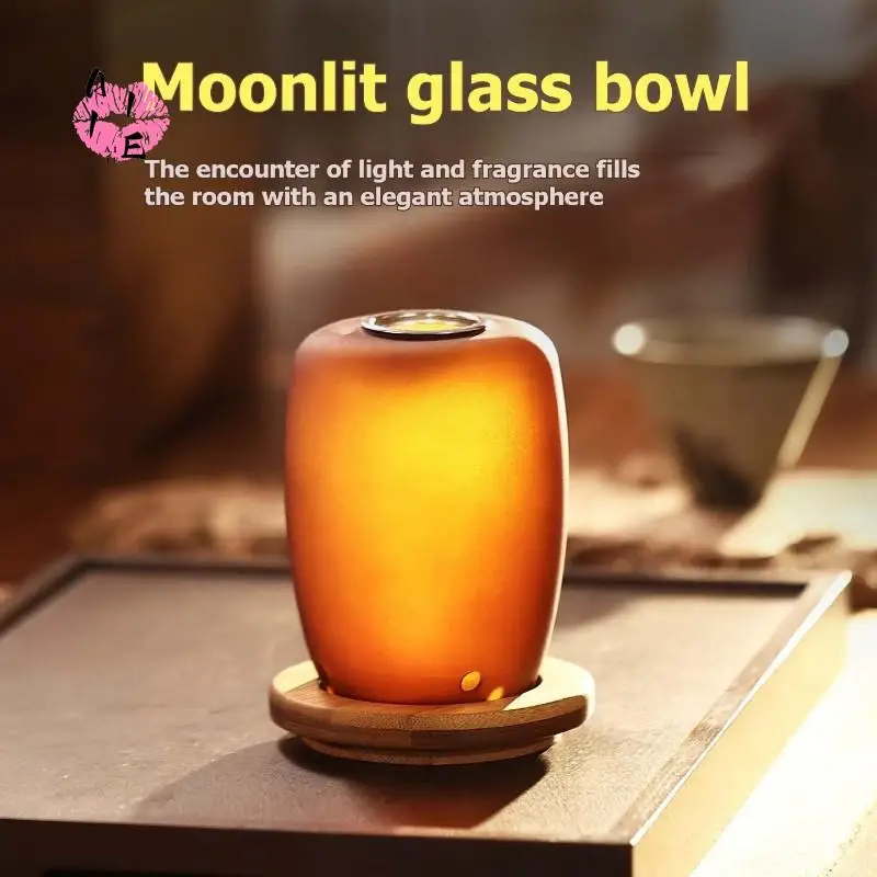 A11E-Modern Minimalist Amber Candle Holder With African Rosewood And High Borosilicate Glass Cover