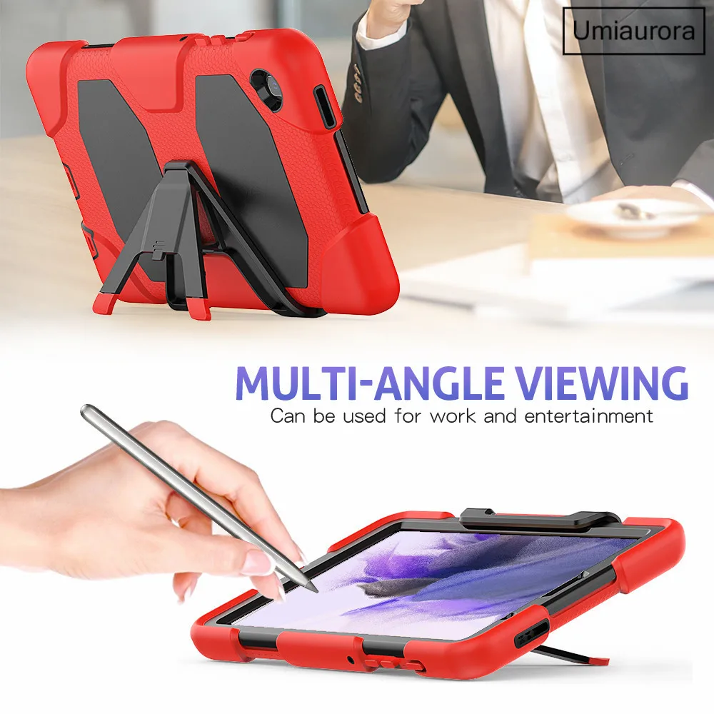 For Samsung Tab A9+ A9 Plus SM-X210 X110 A7 A8 SM-X200 T220 S6 Lite 10.4 inch Full Body Silicon PC Tablet Case Stand Rugged Case