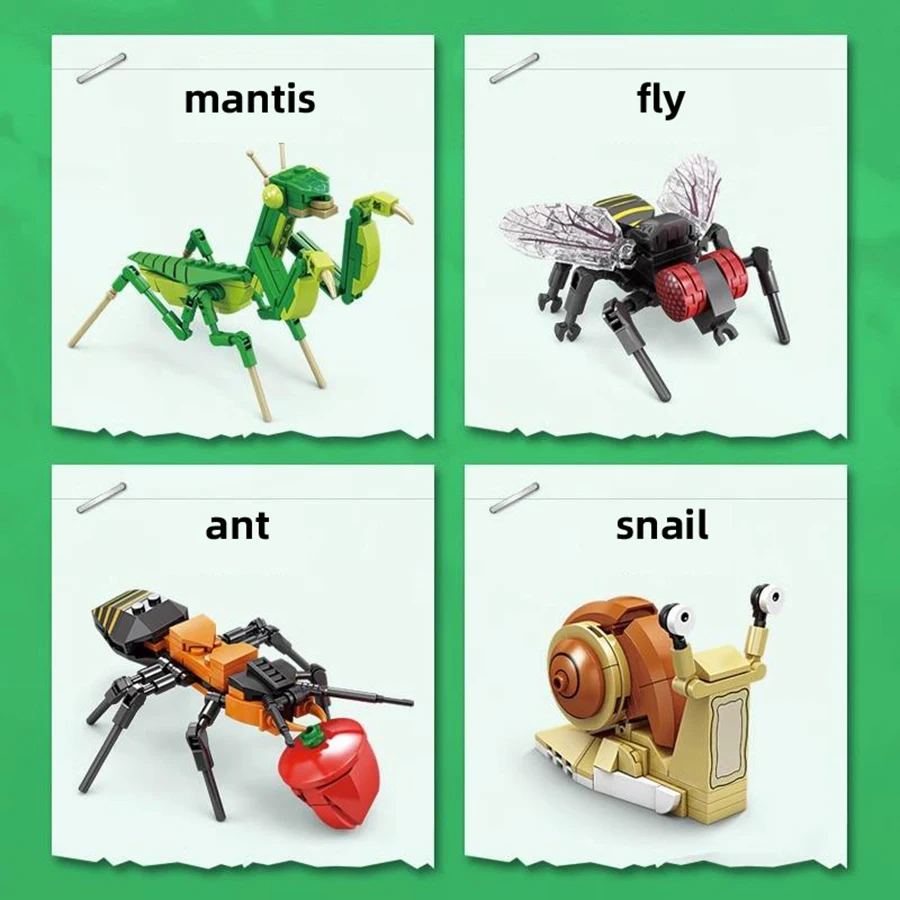 Insect Building Block Assembly Toy, Praying Mantis, Bee, Forest Animal Assembly Model, CHILDREN\'S Birthday Gift, Boys and Girls