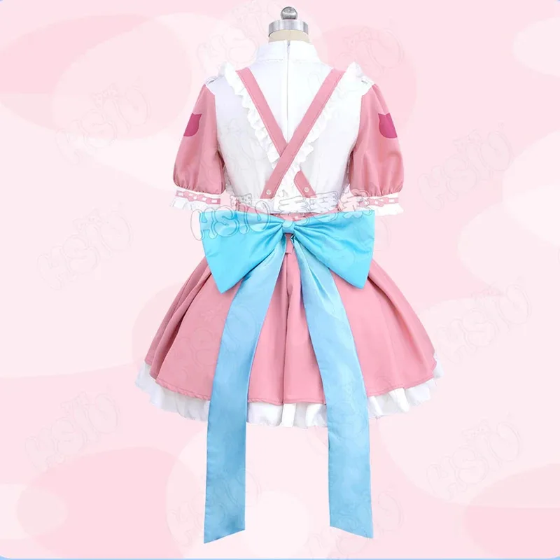 가상 YouTuber 사쿠나 유우키 코스프레 의상 가발 메이드 복장 유키 JK 유니폼 스커트 핑크 긴 머리