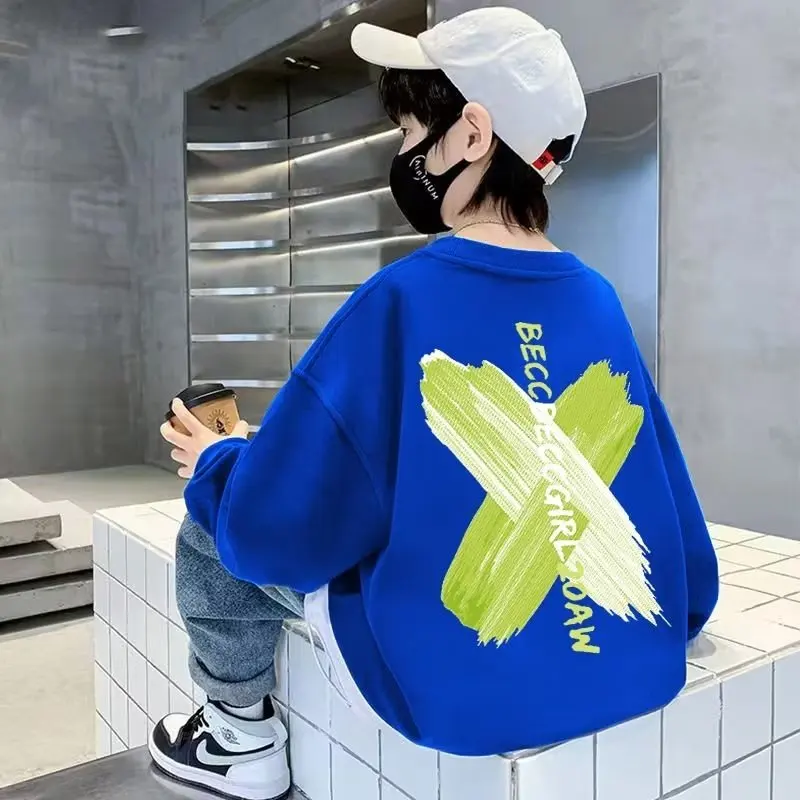 2023 New Kids Clothes Boys Girls Casual Sweatshirts Spring & Autumn  Children\'s Fashion Print O-Neck Casual Versatile Pullover