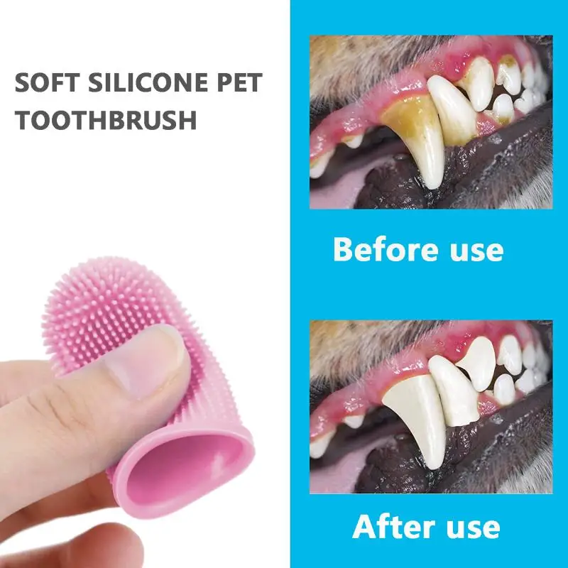 Dog Super Soft Finger Toothbrush Pet Teeth Clean Bad Breath Care TPR Brush Clean Tool Dog Toothbrush Accessories box packed