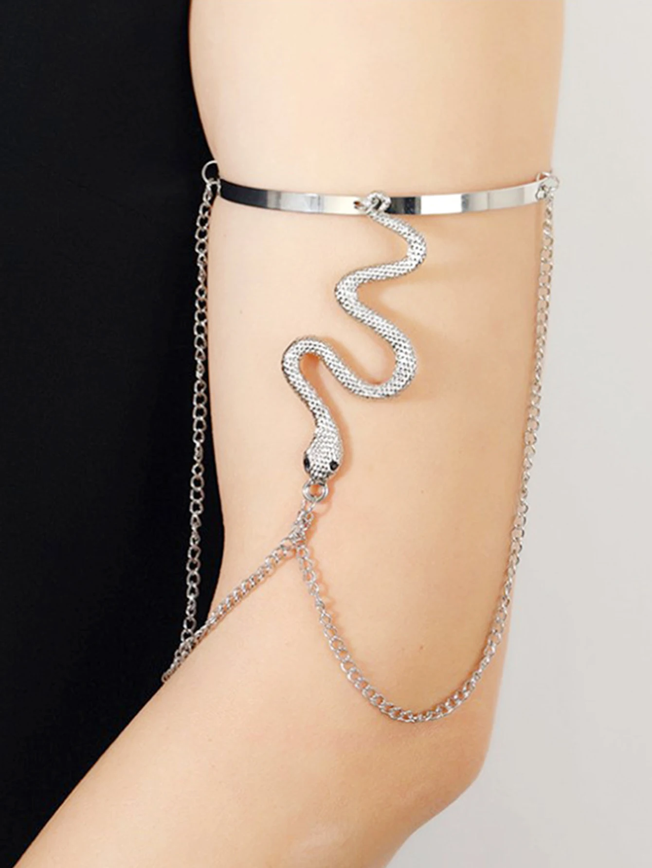 Snake Pattern Arm Cuff Bracelet Multi Layer Tassel Chain Upper Arm Band Gothic Metal Arm Jewelry For Women Party Club Accessories view 5