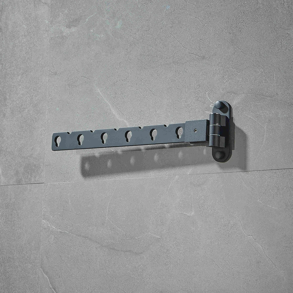 

Wall Mounted Clothes Hanger Black Aluminum 6 Hole Foldable Balcony Drying Rack Space Saver Bedroom Bathroom Kitchen