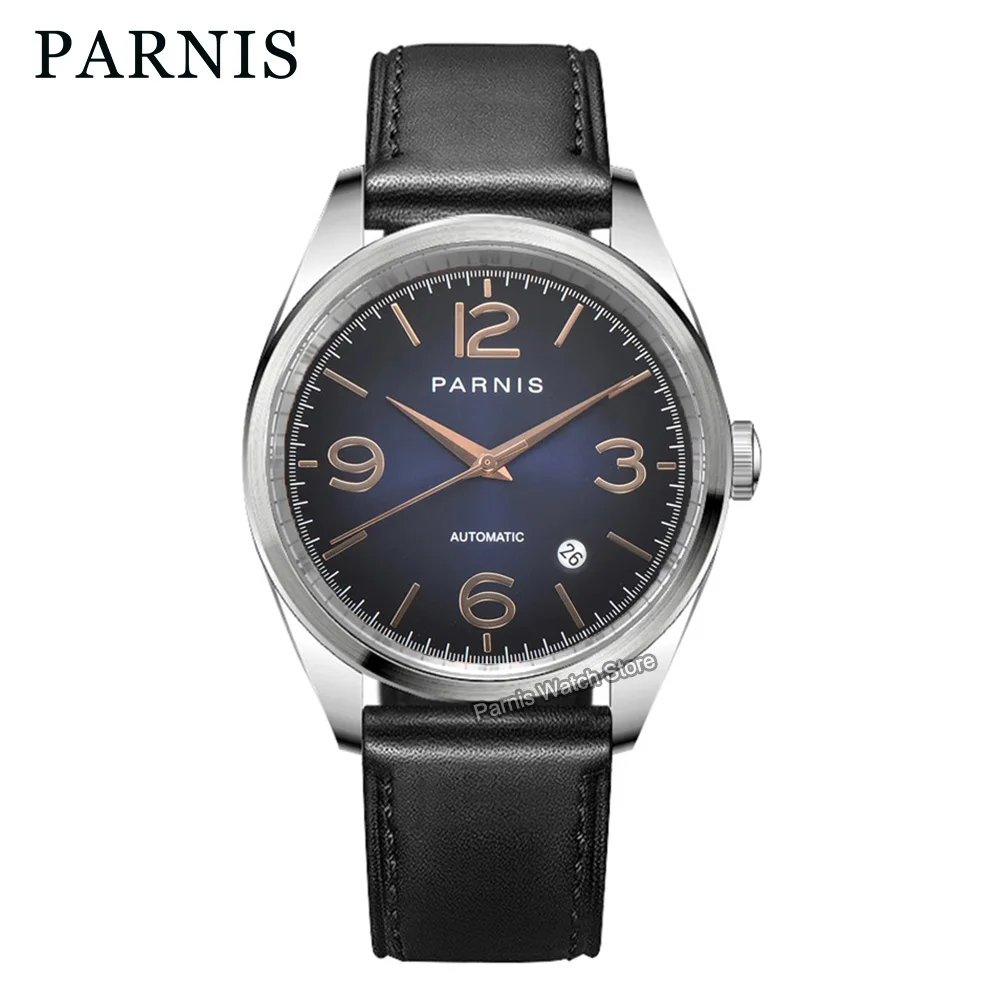 Parnis 40 mm esfera azul cristal de zafiro 5ATM Miyota8215 reloj piloto automático para hombres y niños