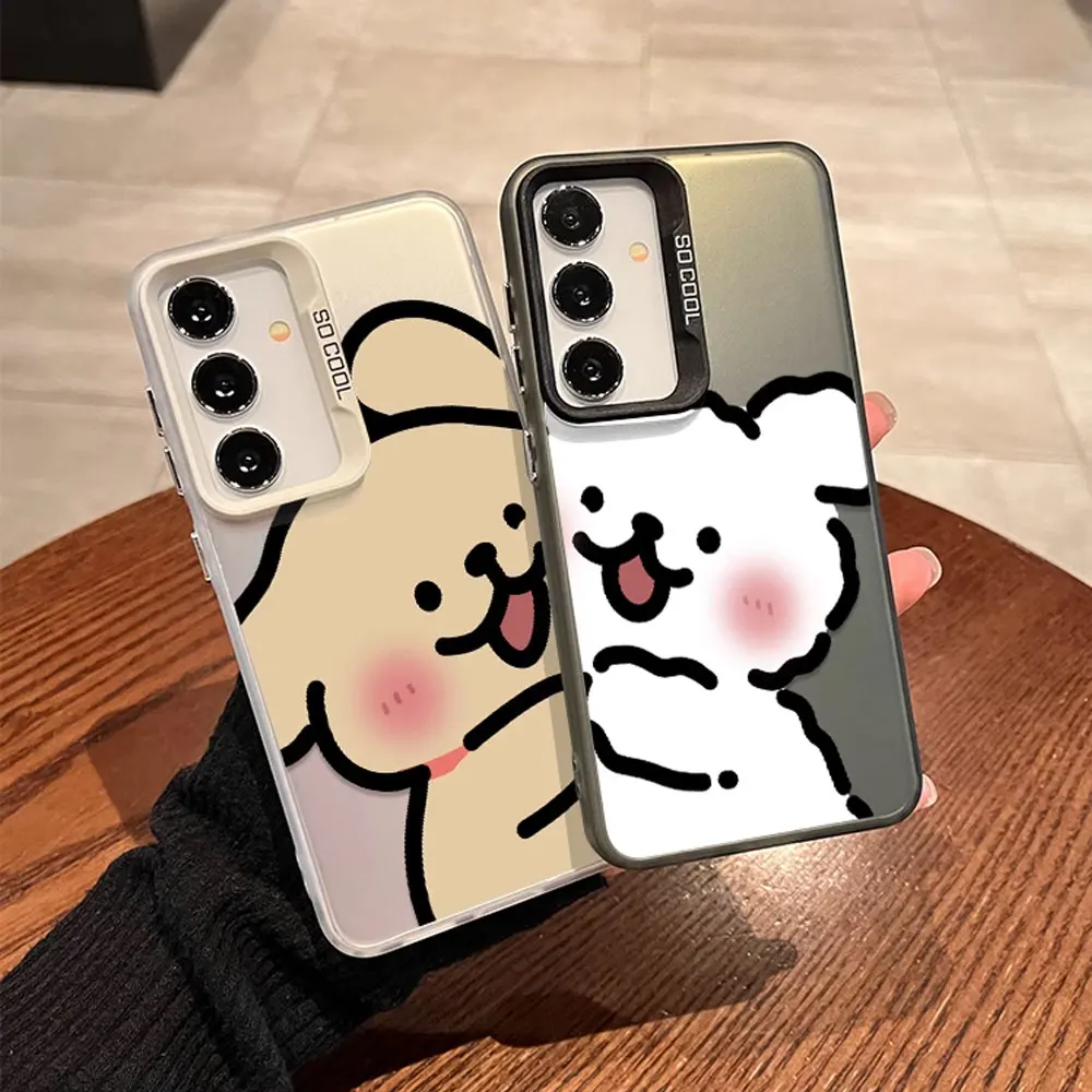 Funny Cartoon Dog Couple Phone Case for Samsung Galaxy S22 S23 S24 Ultra S10 S20 Plus S21 FE Shockproof Hard Cover Lovers Fundas