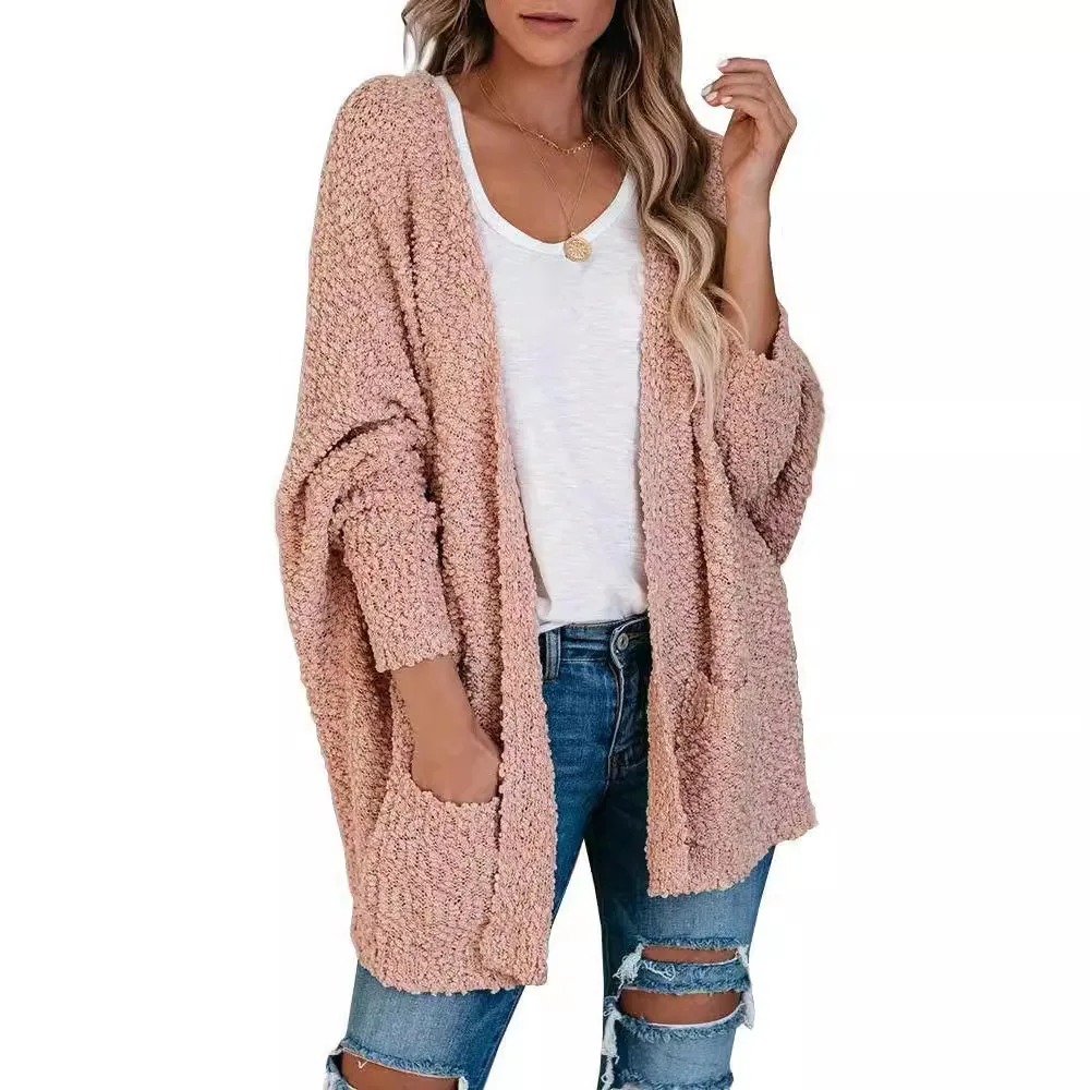 Women Knitted Cardigan Sweater Double Bag Design Fashion Versatile Slim Comfortable Outer Wear Single Product Autumn And Winter