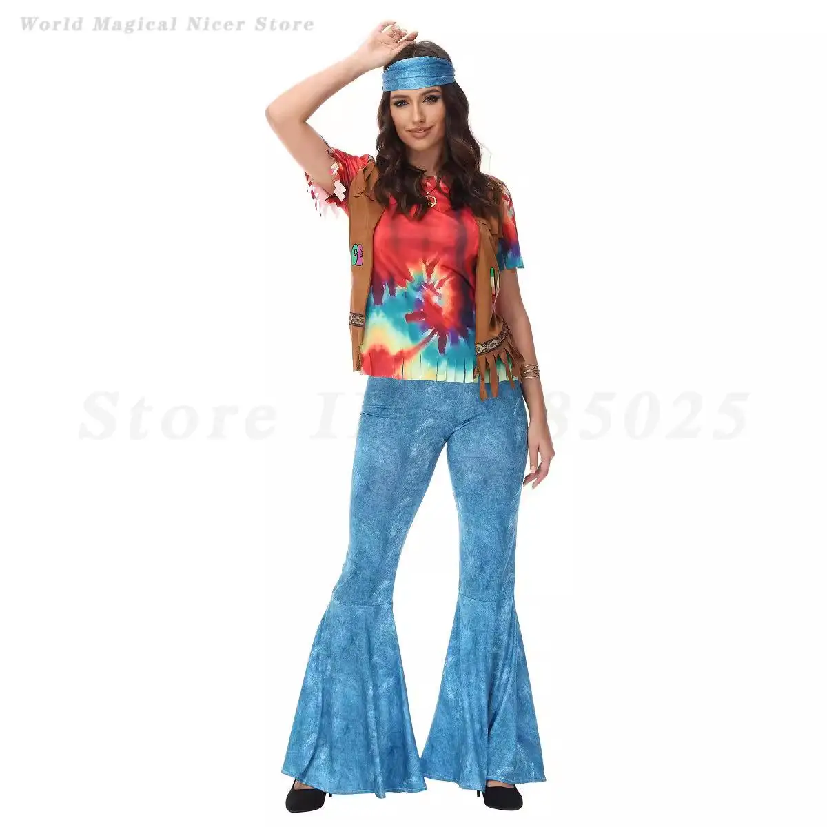 

1960s Peace Love Hippie Outfits Vintage 70S 80S Indian Tassels Women Cosplay Costumes Stage Performance Halloween Party Dress Up