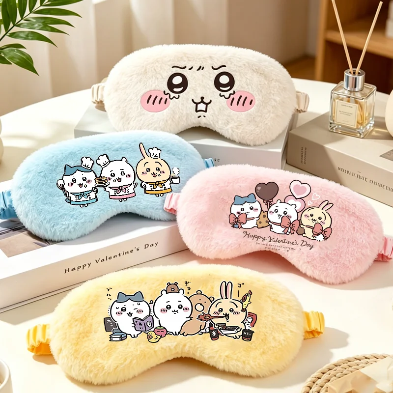 Chiikawas Augenbinde für Damen und Herren, Cartoon-Anime-Motiv, bedruckt, für Reisen, Zuhause, Augen, weich, entspannend, lässig, modisch, Augenschutz, Geburtstagsgeschenk