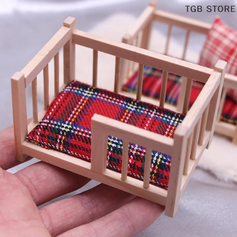 1:12 Babybedje Bed Babybedje Meubels Model Miniatuur Decor Speelgoed Poppenhuis Accessoires