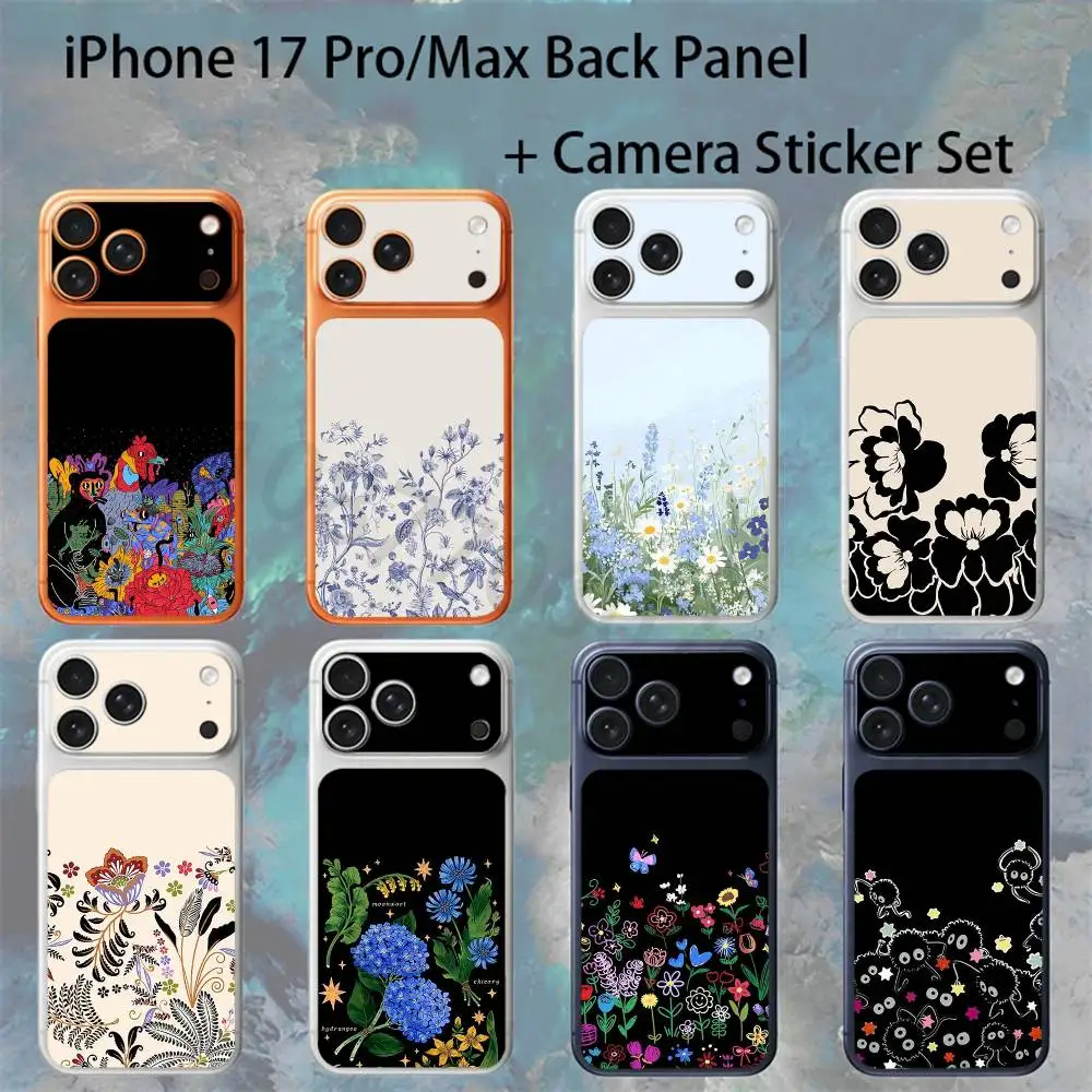 

Flower For iPhone 17 Pro /Pro Max Battry Back Cover with Camera Decal Skin Rear Protective Sticker Film