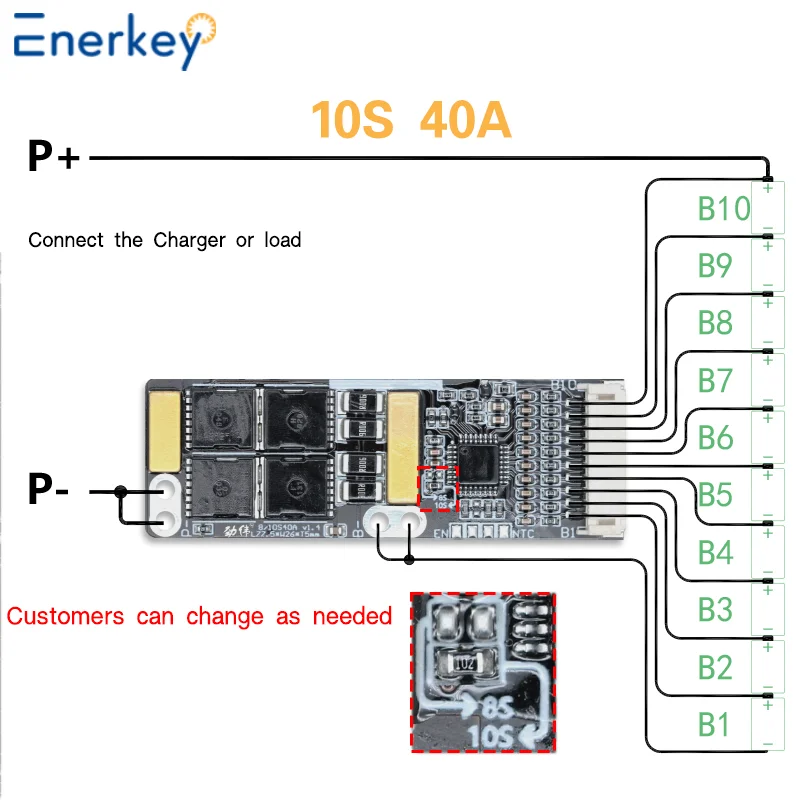 Enerkey Wholesale 8S 9S 10S 40A Li-ionLithium Battery Charger Protection Board BMS Have NTC