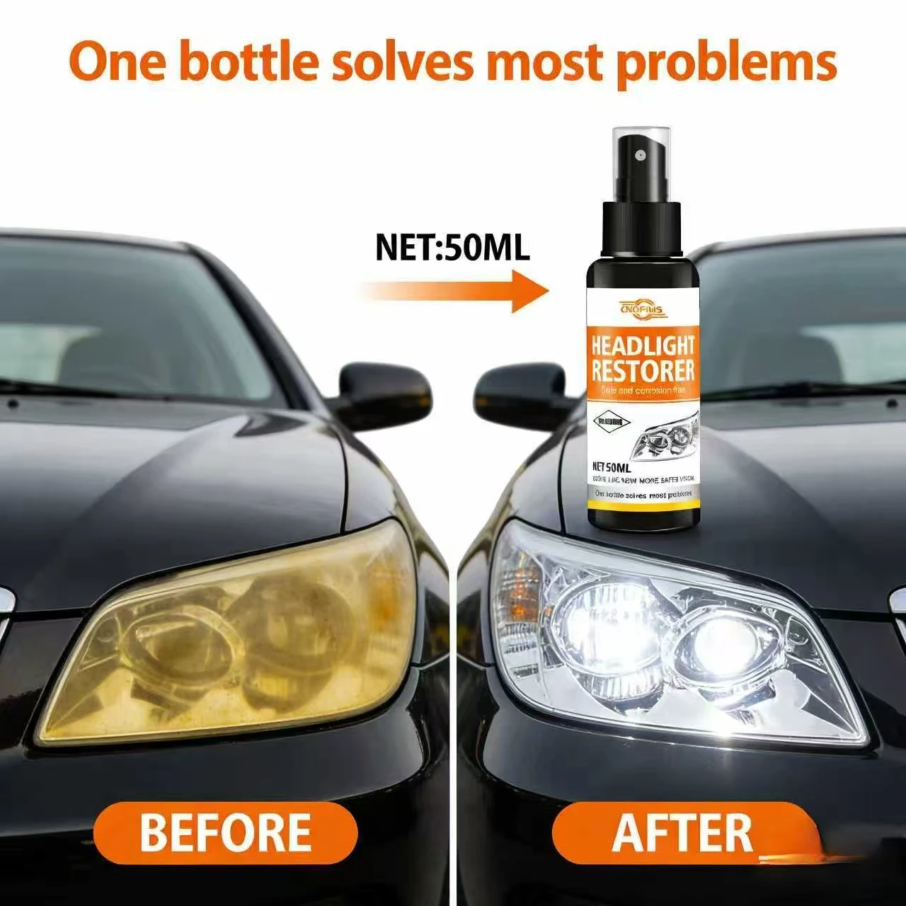 

50 мл восстановитель фар для BMW Toyota, автомобильный сейф, без коррозии, авторемонт фар, как новый, безопасное видение, одна бутылка решает