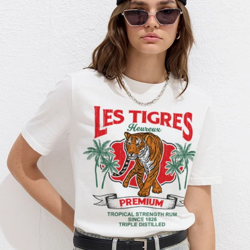 Hahayule Tiger Printed Retro Graphic Tees Hippie Boho Aesthetic T Shirt Cute Summer Short Sleeve Women's T-Shirt Female Clothing