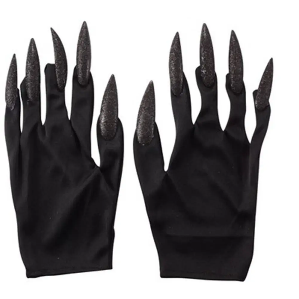 Cosplay Theme Long Nails Ghost Claw Gloves Full Finger Cosplay Witch Gloves Halloween Props Cloth Ghost Gloves Female