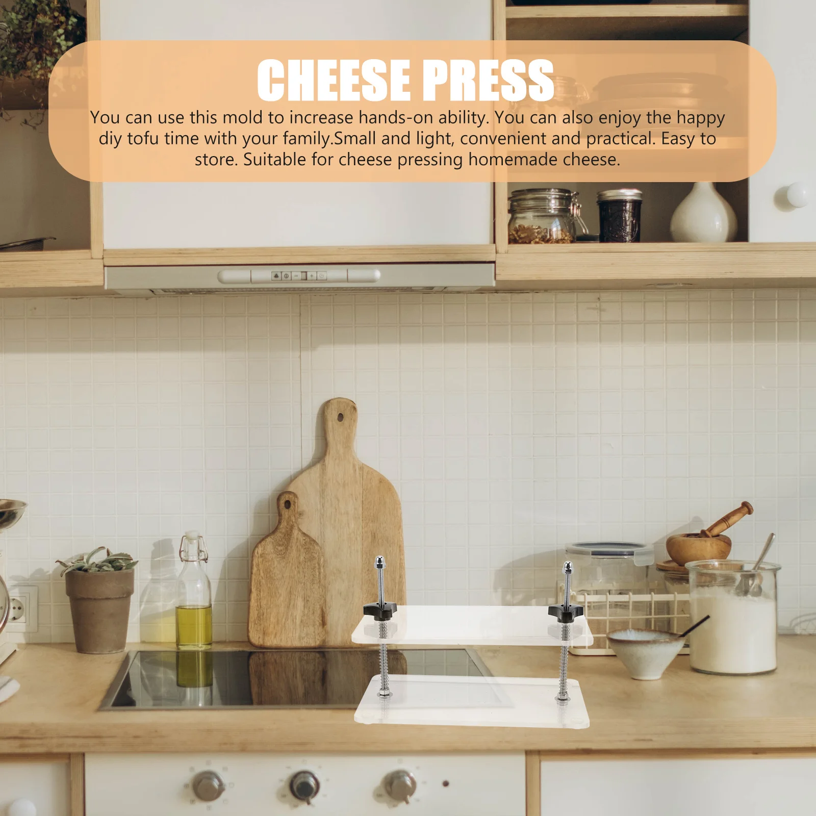

Cheese Press for Home Tofu Presser with Metal Screw Easy Clean Compact Design Homemade Cheese and Tofu Press Board DIY Kitchen