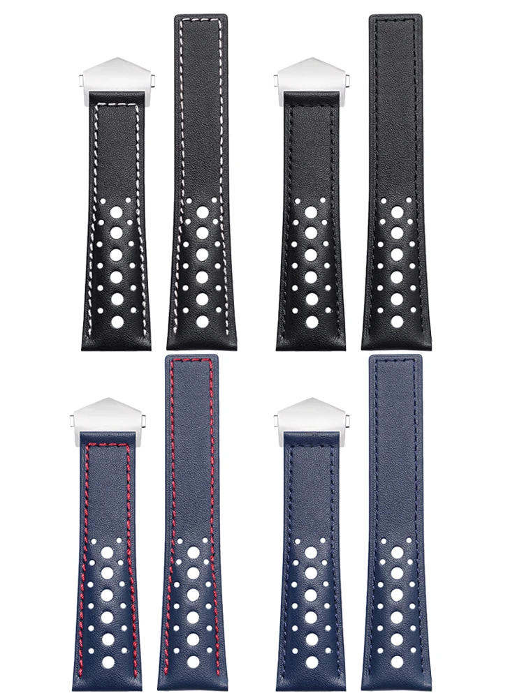 Pulseira de couro genuíno elegante de cavalheiro de 22 mm para Tag Heuer Carrera Heritage Monaco Series pulseira de relógio macia e confortável