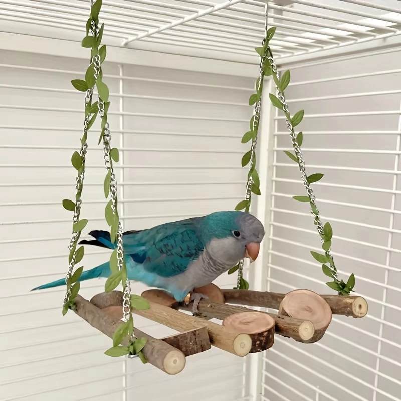 Vogelspielzeug für Sittiche, natürlicher Zweig, Papageienschaukel, Kauen, hängend, Klettern, stehend, Holzspielzeug, Vogelkäfig-Zubehör