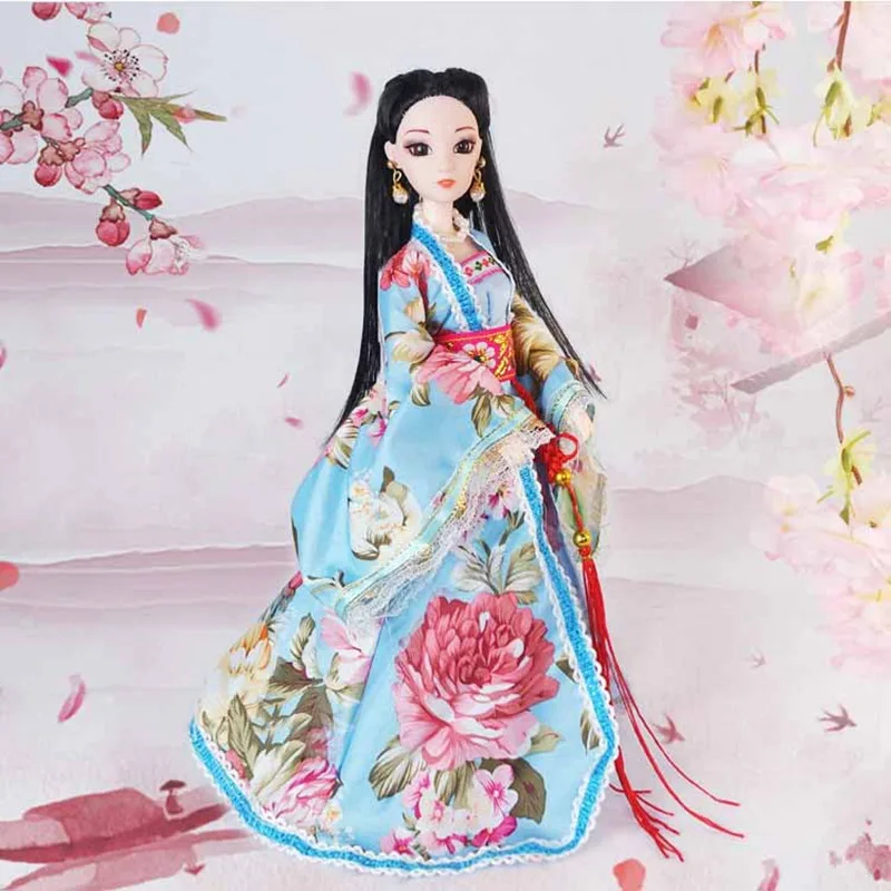 New 30cm Doll Full Set Chinese Style Costume Doll Set 1/6 Bjd Doll with Headwear Girls Play House Dress Up Toys