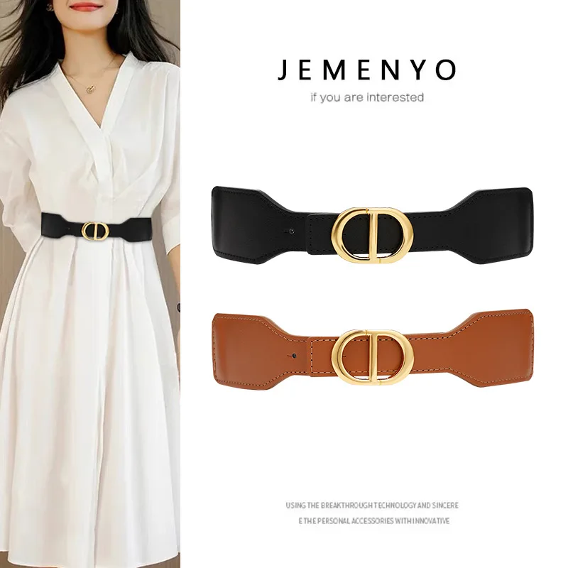 Fashion Dress Belts for Women Simple Waist Elastic Ladies Band Round Buckle Decoration Coat Sweater Party Belt Girdle Belt Gift