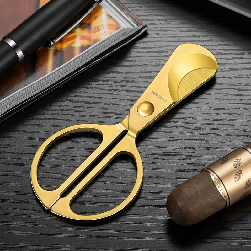 Cortador de charuto afiado de aço inoxidável, suave, resistente ao desgaste, portátil, tesoura de charuto, acessórios para fumar, presente de dia dos pais