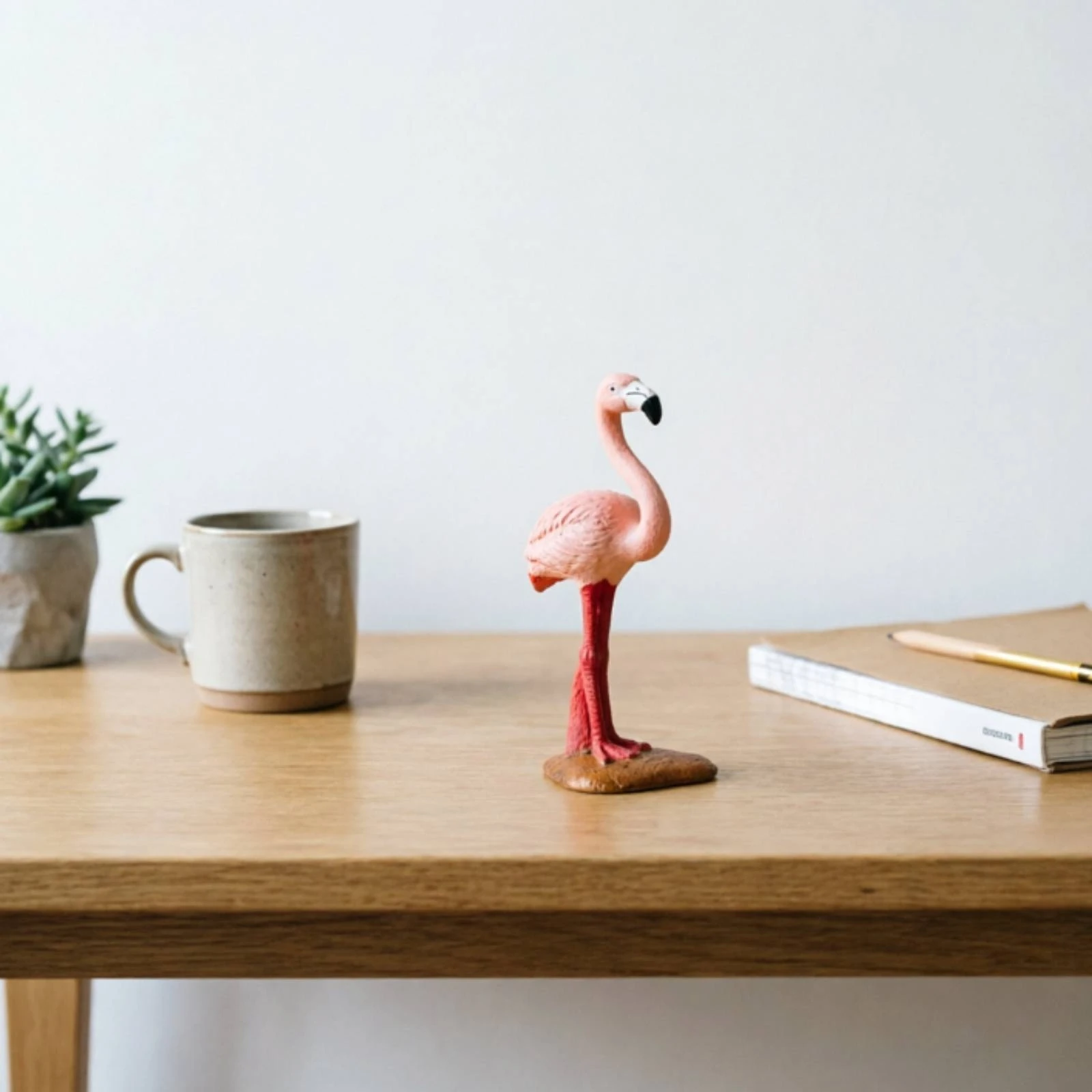 Flamingo Figurine Miniature Flamingo Figurine with Base Bird Figure Textured Animal Model Cute for Collectors, Shelf, Desk view 5