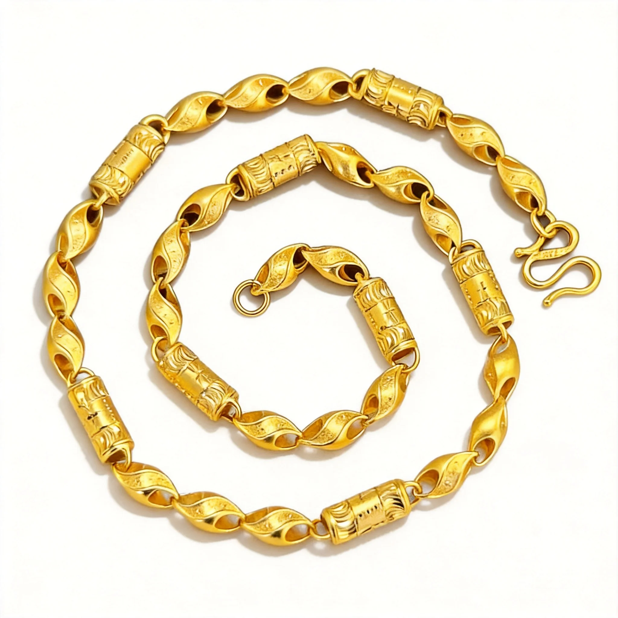 

Men's 2026 Trendy Cylindrical Wheat Hollow Carved Necklace Gold Plated Fashion Neck Jewelry For Daily Wear Party Casual Hip Hop