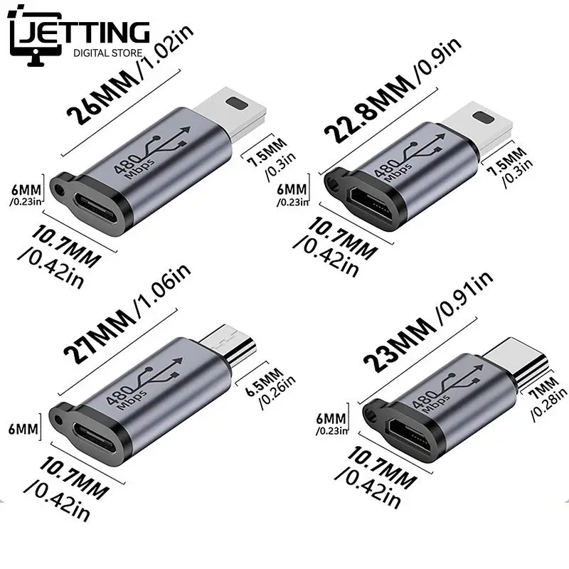 Type C Female To Micro USB/TypeC Female To Mini USB/Micro USB Female To Type C/Micro USB Female To Mini USB Connector Adapter