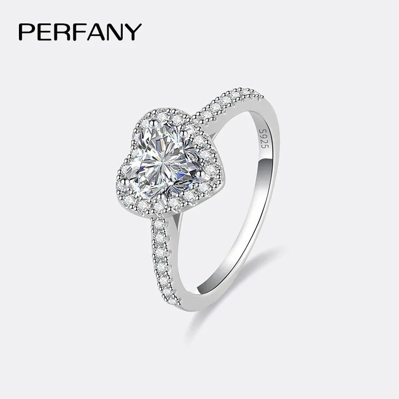 PERMANY 1CT Heart Cut Moissanite Ring for Women S925 Pure Silver Engagement Eternal Diamond Ring Engagement Luxury Jewelry