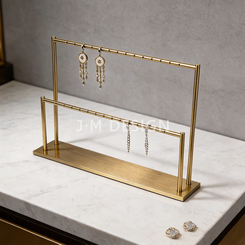 

Double-Row Metal Earring Display Stand Gold Plated Jewelry Organizer Holder for Earring Eardrop jewellery shop wholesale