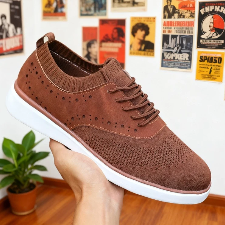 

Men' Fashion Shoes Breathable Knitted Outdoor Tennis Sneakers Low Top Causal Sports Training Shoes Lace Up Mesh Loafers for Men