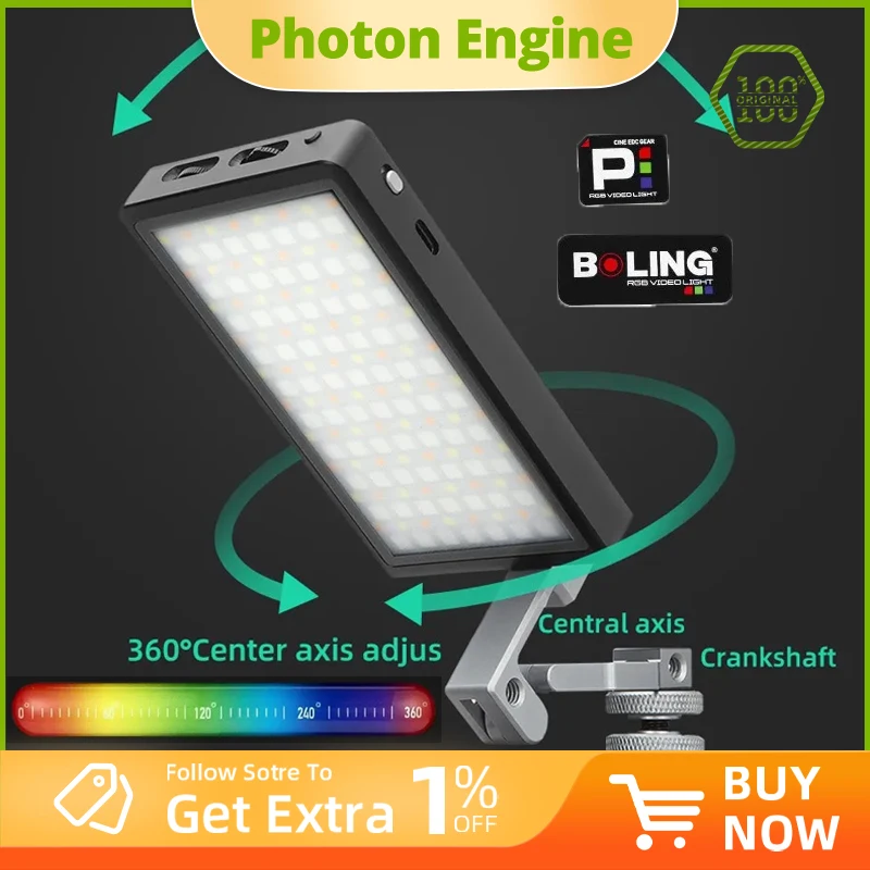 

Boling BL-P1 P1 RGB 2500K-8500K Dimmable Full Color LED Video Light Photography Video Studio DSLR Camera Light for Vlogging Live