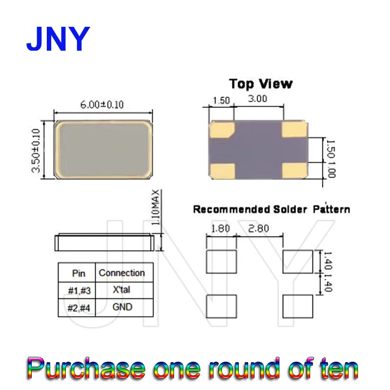 

10PCS SMD6035 4P 20MHz hot selling surface mount crystal oscillator high-precision quartz crystal resonator