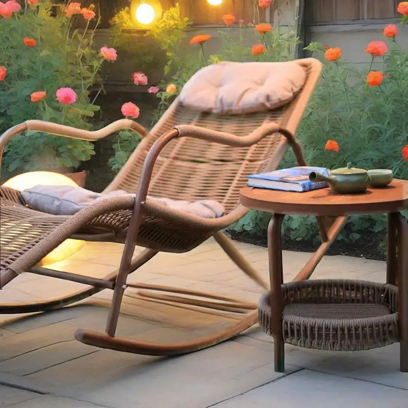 Rocking chair recliner living room balcony lunch break rattan chair home leisure chair elderly free  outdoor rocking